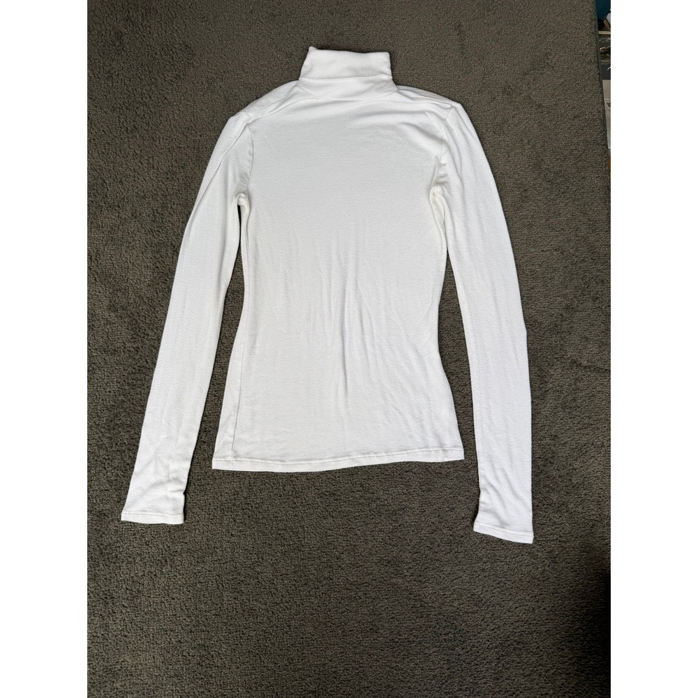 Gap Womens White Ribbed Long Sleeve Turtleneck Top Size S Slim Fit Basic